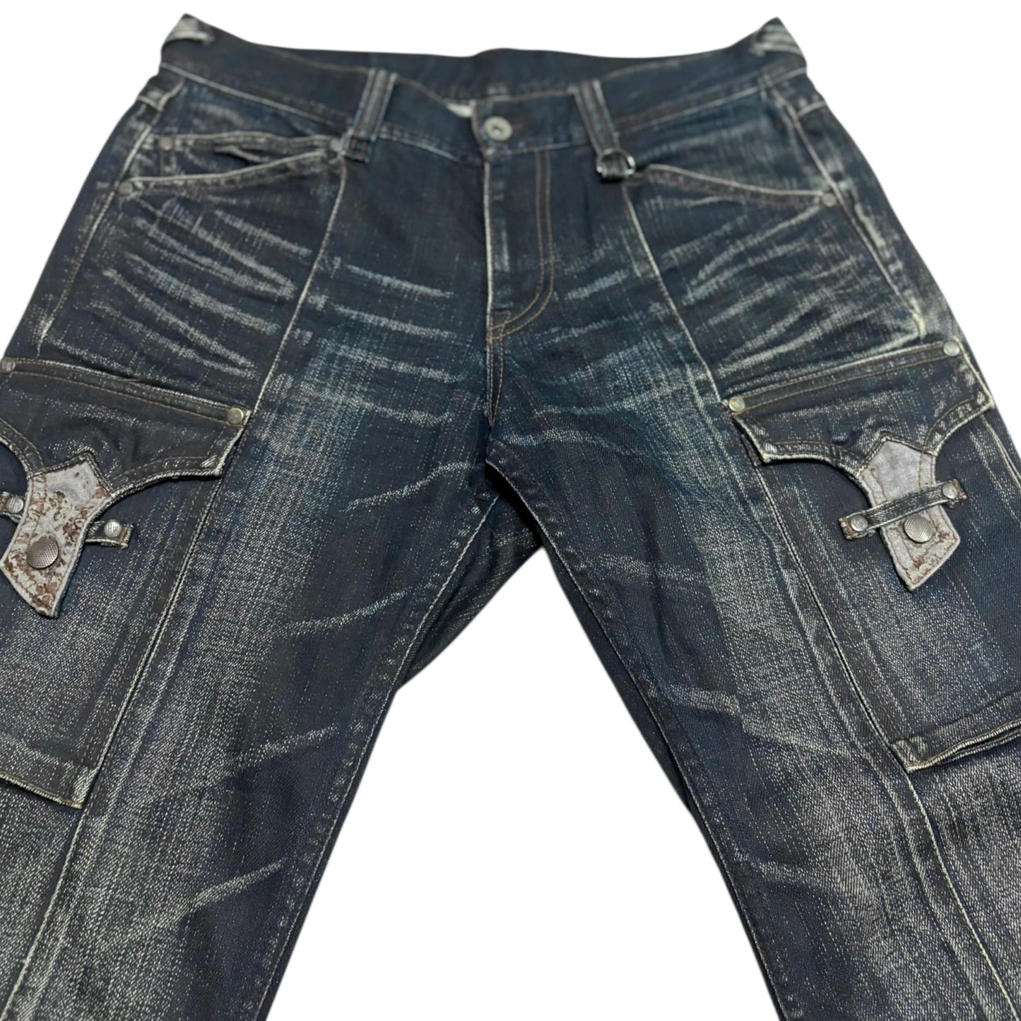 Nicole Club blue claw mark detailed multi pocket denim jeans