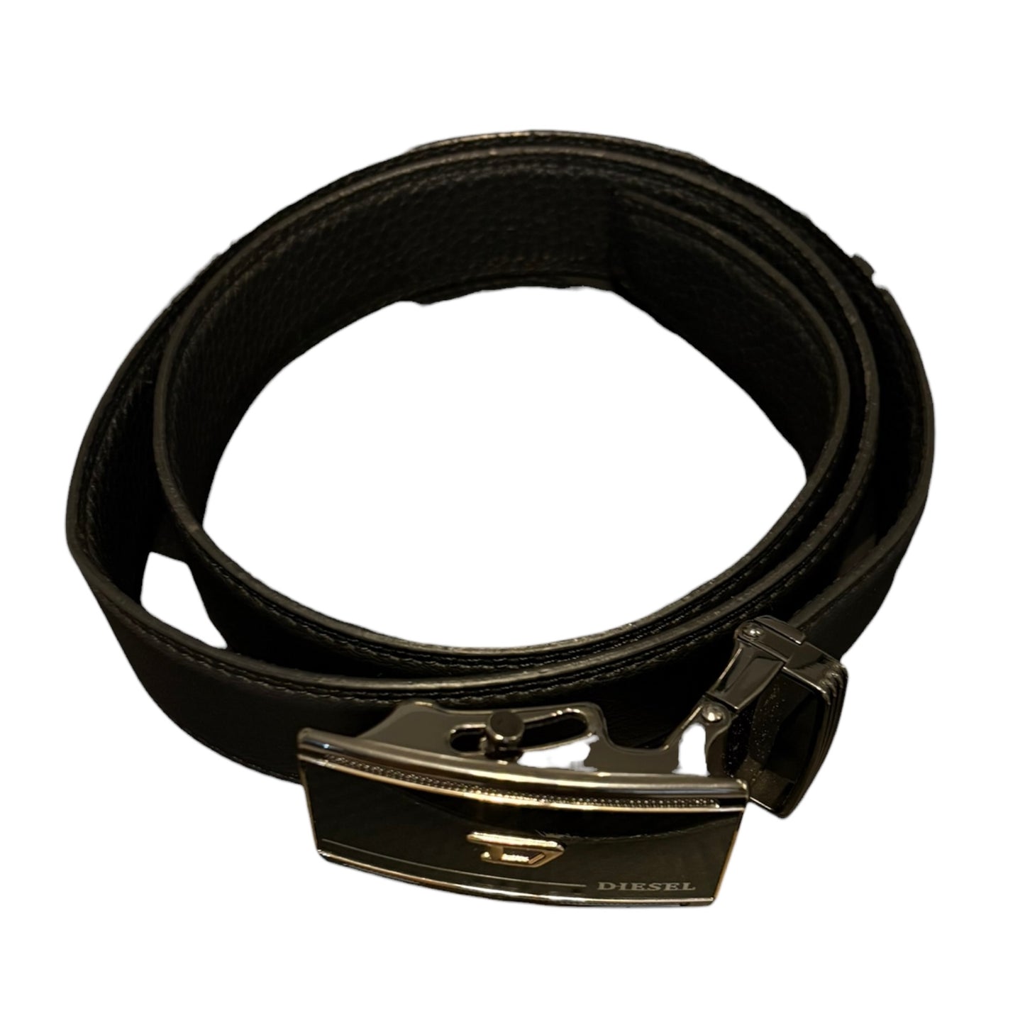 Diesel metal buckle adjustable leather belt