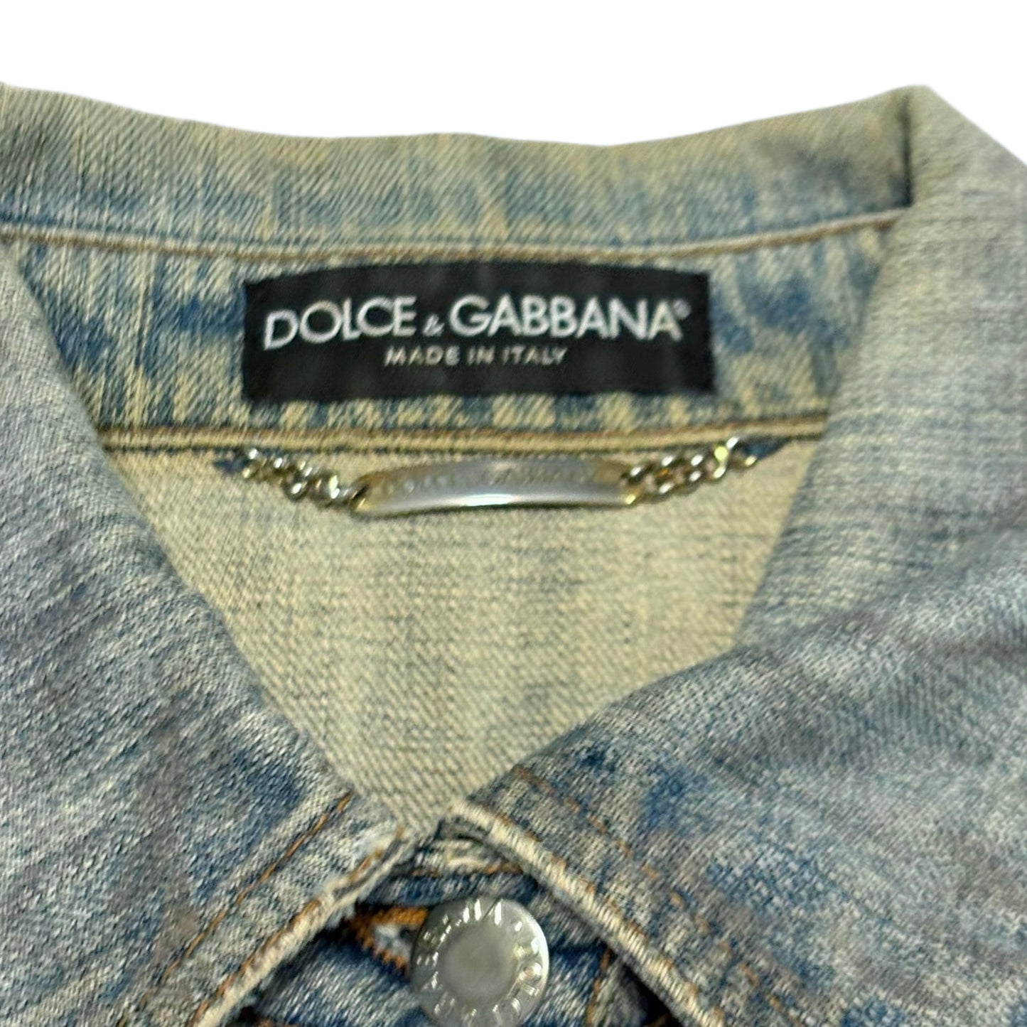 Dolce & Gabbana distressed blue multizip denim jacket