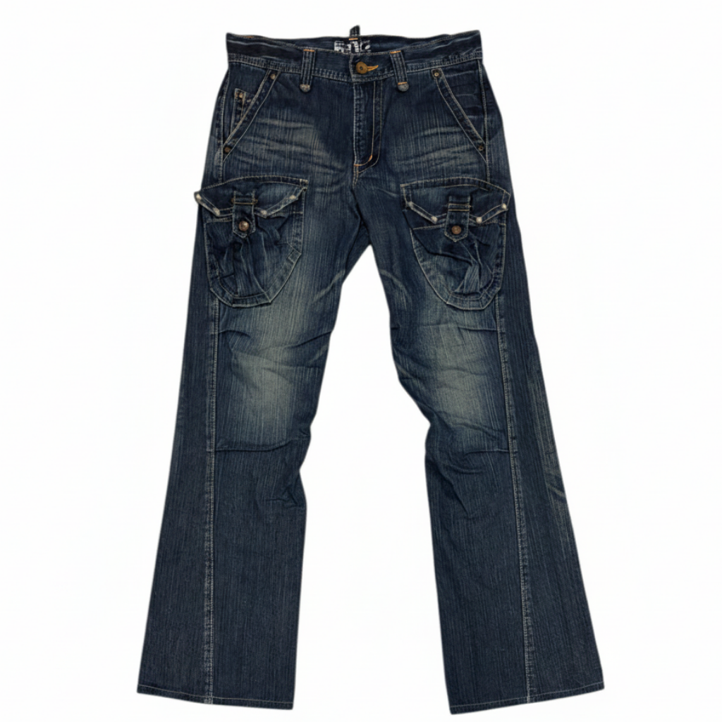 Edwin blue bootcut satchel pocket denim jeans