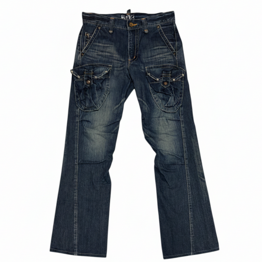 Edwin blue bootcut satchel pocket denim jeans